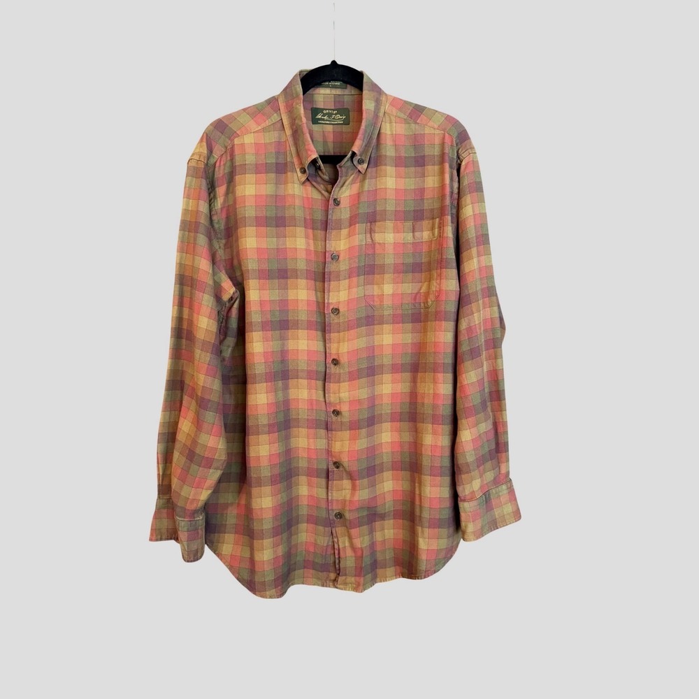 Orvis Signature Charles F. Orvis Silk Wool Plaid‎ Button Down Shirt L